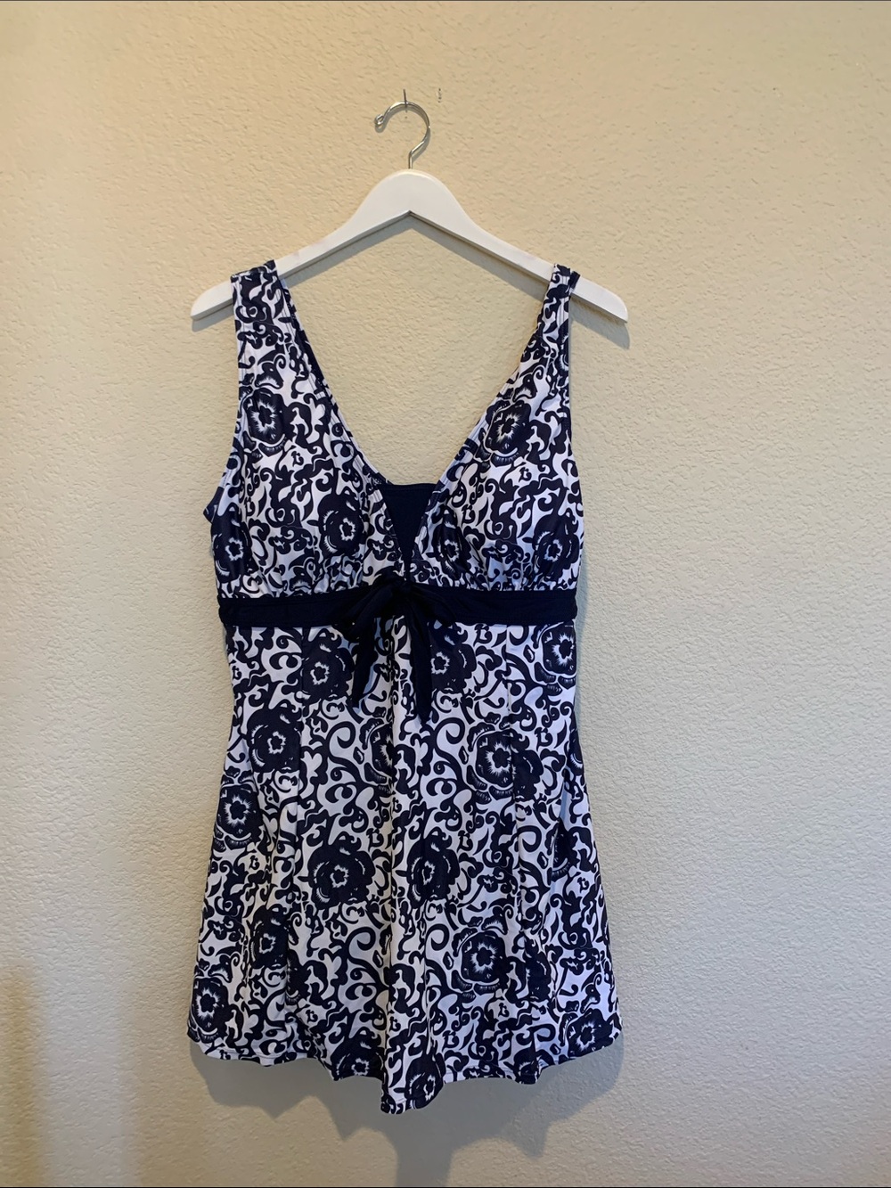 Ecupper Navy and White Floral Swim Dress NWT
